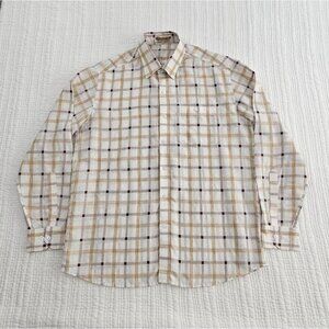 Shining Star Tailors Hyderabad Shirt Men's XL Brown Long Sleeve Slubby Cotton